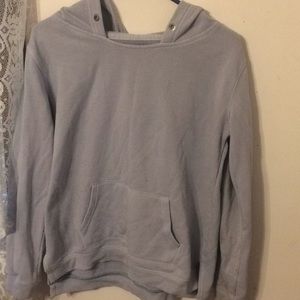 blue hooded pullover